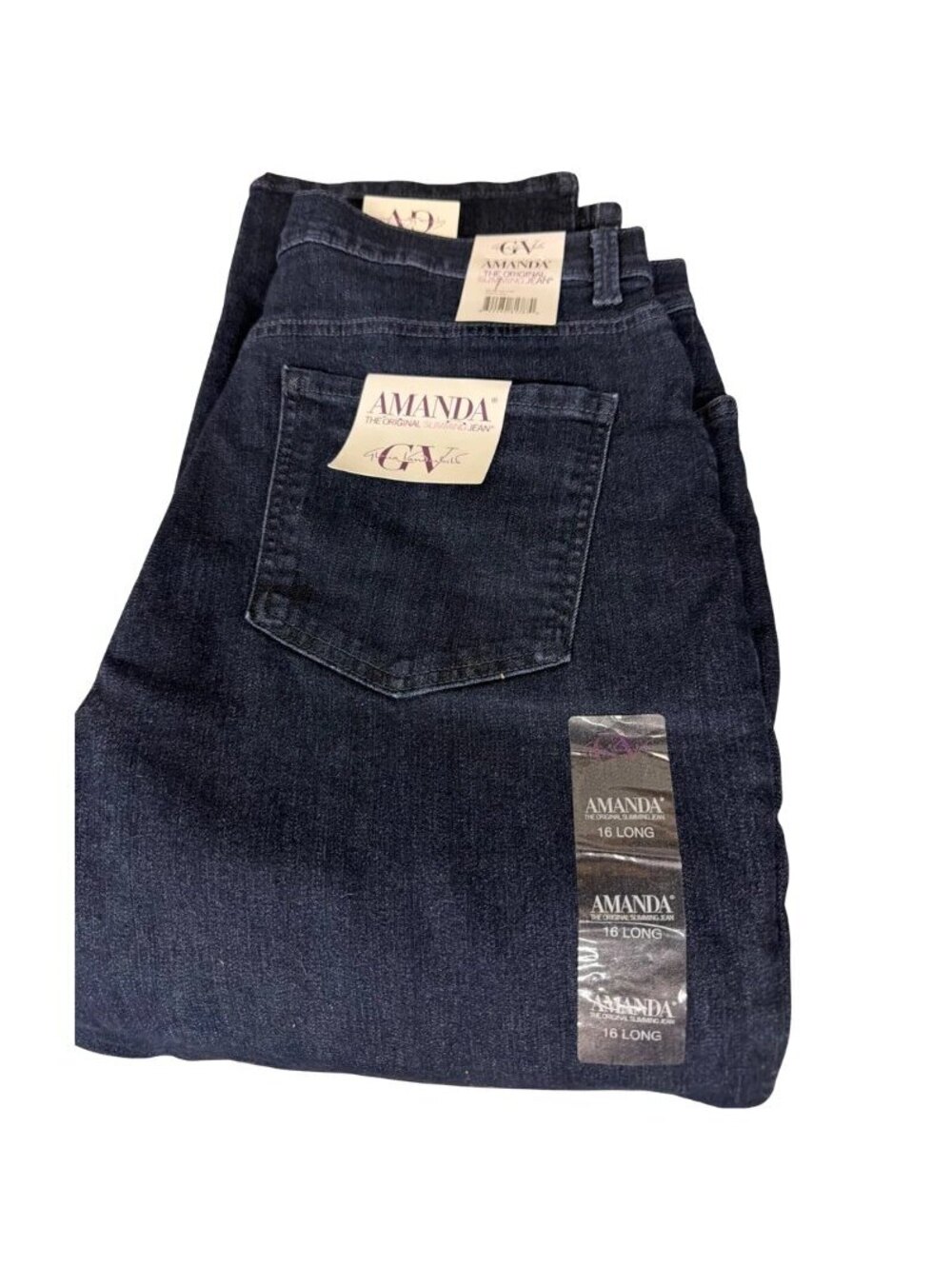 Amanda Slimming Jeans Womens 16 Long Portland Dark Wash Denim NWT